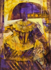 Menina amarillo y violeta - 35x24 cm